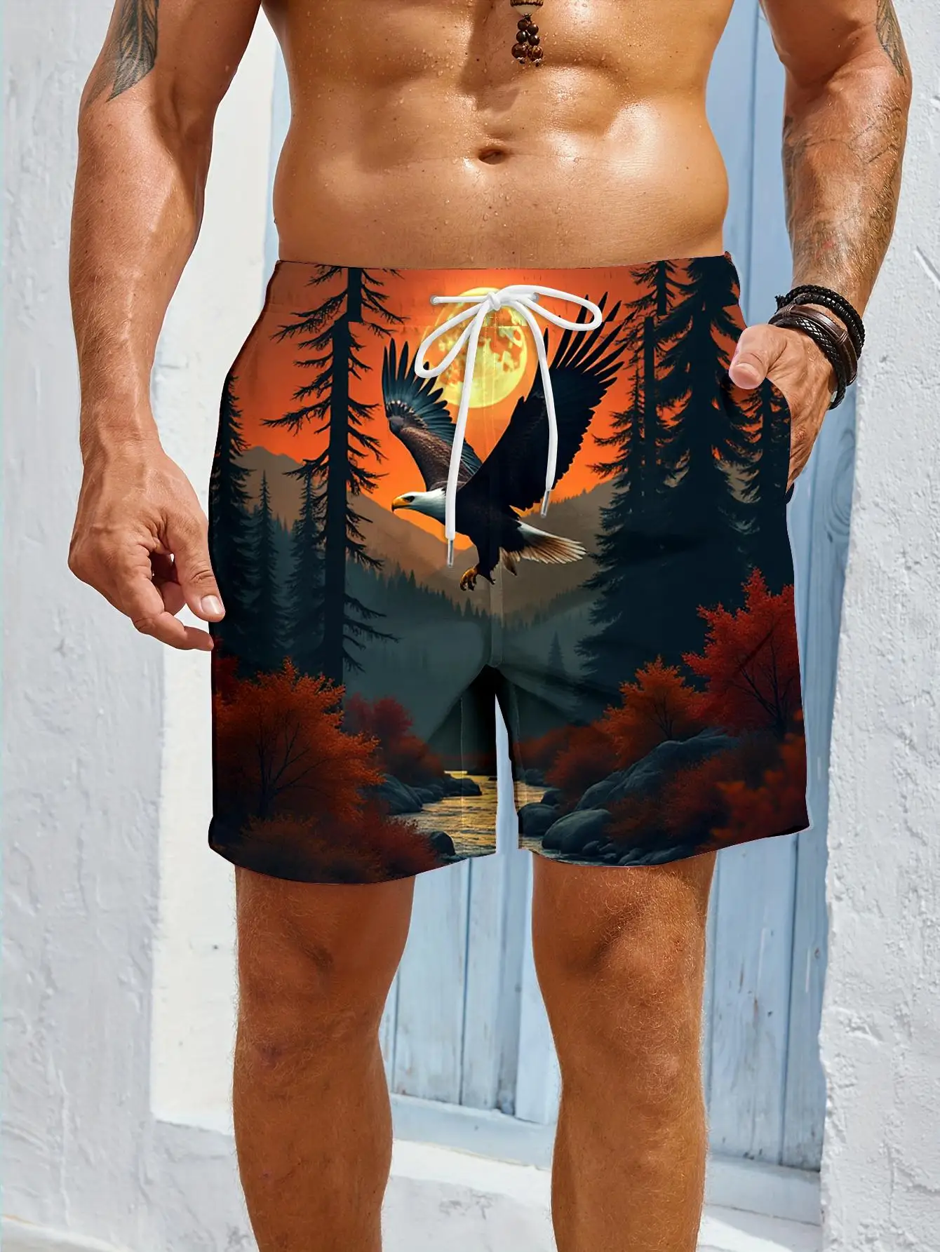 1pcs Men's Short swim trunks2026 Summer 3D Printed Short sleeve Men's clothes Breathable Quick drying Polyester running