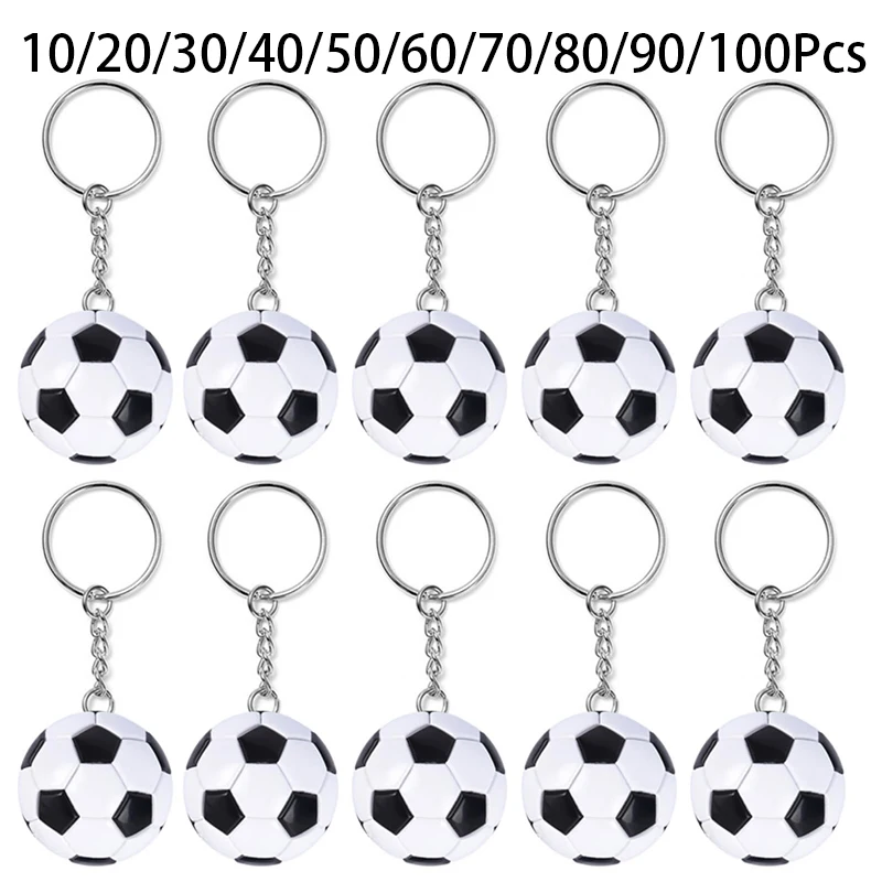 100Pcs Football Keychains Sport Soccer Ball Keychain Bag Pendant Car Souvenir Gift 