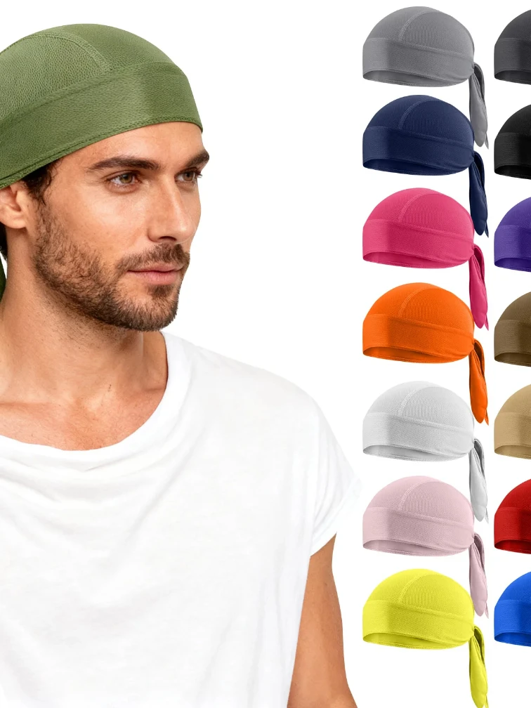 AliExpress NONE Cycling Quick Drying Pirate Hat Breathable Mesh Pirate Bandana Cap Sweat Absorbent Helmet Inner Head Cover Skull Cap for Men