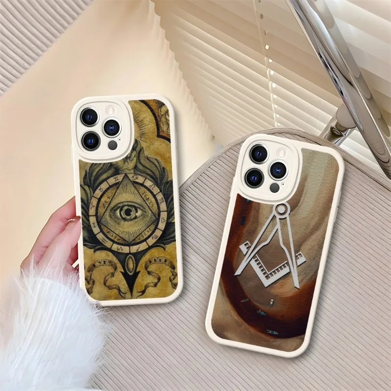 Free And Accepted Masons Phone Case White For IPhone 14 11 13 12 Pro Max Mini Xs X Xr 7 8 Plus SE2020 Leather Texture Coque