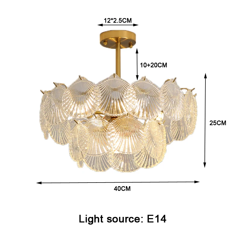 Shell Ceiling Pendant Light Frost Glasses Chandeliers For Living Room Dining Room Modern LED Hanging Lamp Indoor Lighting