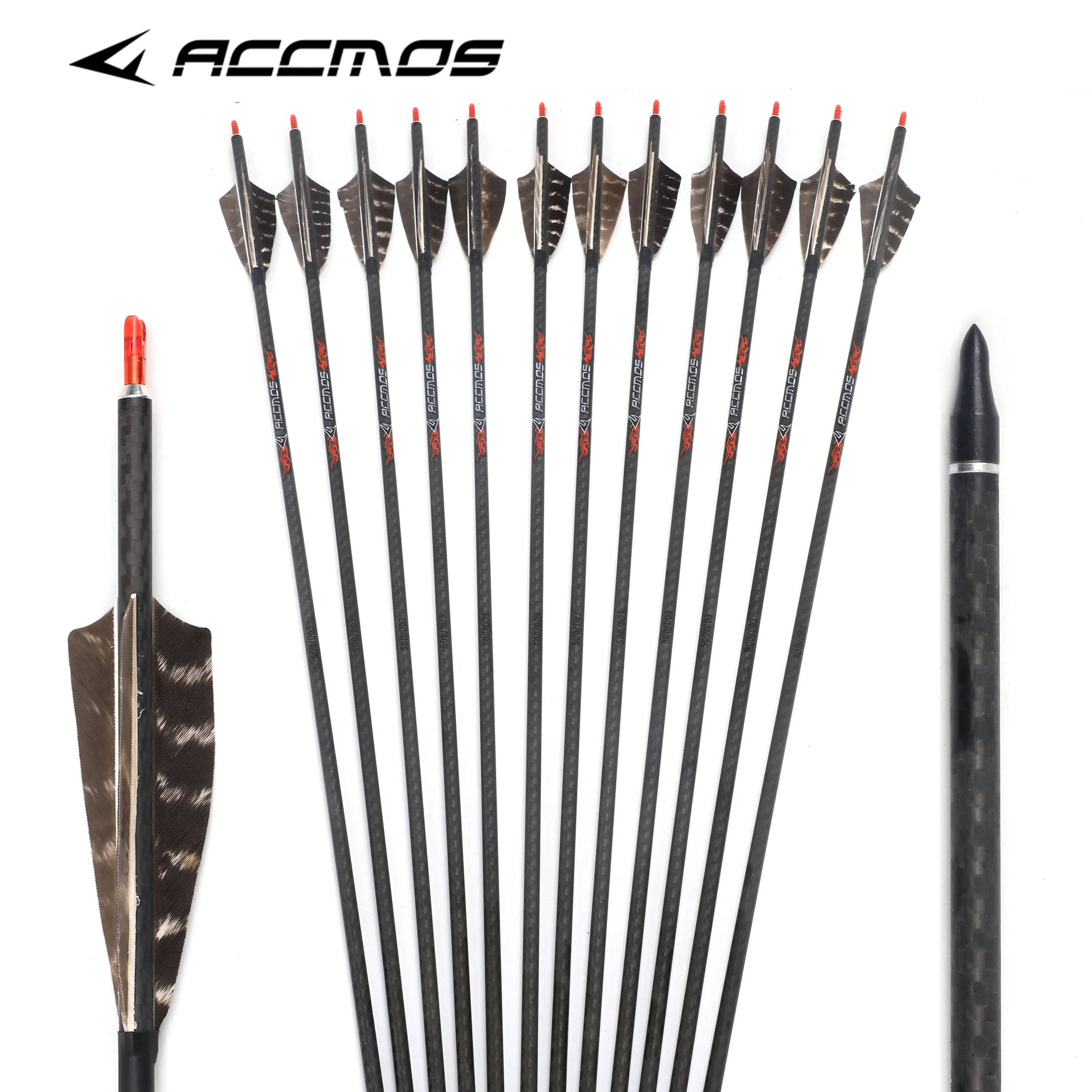 6/12pcs ID6.2mm 3K Pure Carbon Arrow Shaft True Feather Arrows for Hunting Shoot Complete Arrow