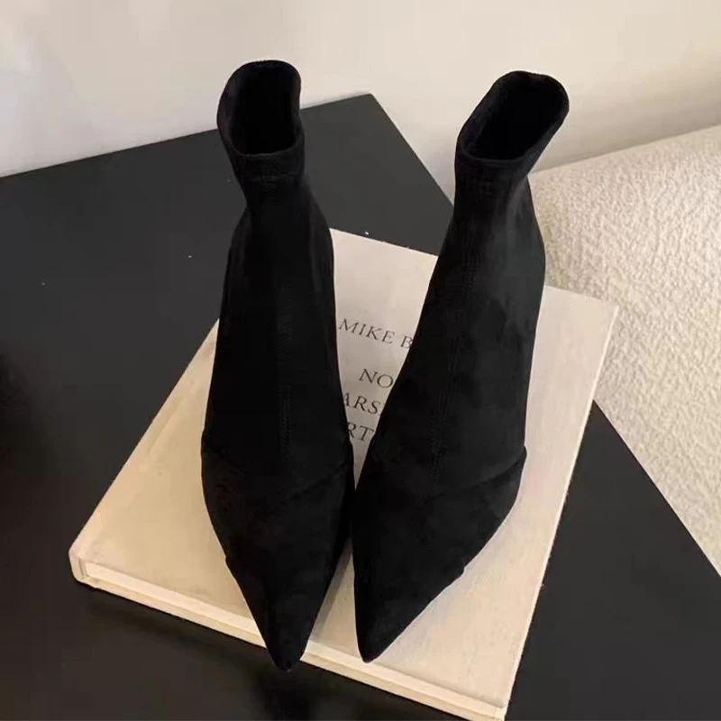 عالية الكعب النساء حذاء من الجلد أشار تو الجلد المدبوغ أحذية أنيقة للمرأة مثير الشتاء مضخات 2025 مصمم فستان أنيق Mujer بوتاس #5