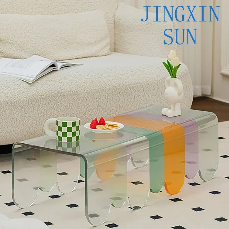 Luxury Acrylic Rainbow Coffee Tables,Modern Furniture Home Living Room Sofa,Central Transparent Long Table Customized