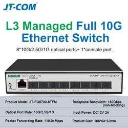 8 10-gigabit SFP+ Ports L3 Managed Network Switch Support DHCP and Dynamic Routing Support VLAN Division and Port Aggregation