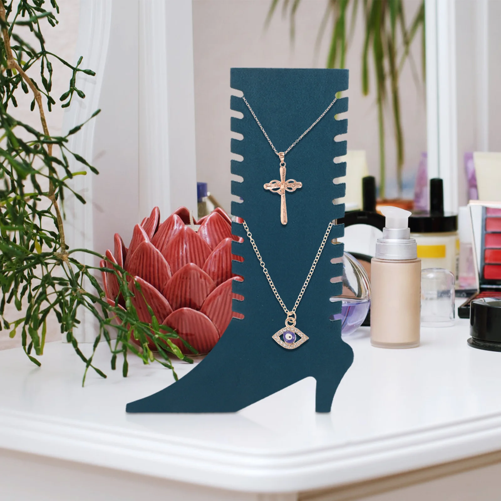 

Foldable Green Jewelry Display Stand Portable Necklace Organizer for Retail Display Bracelet Holder Jewelry Tower