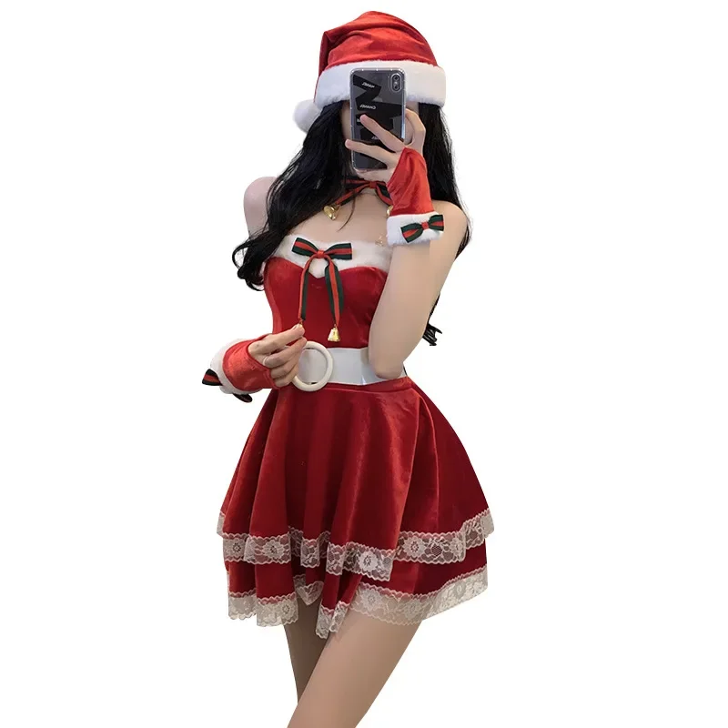 Robe de cosplay de reine de Noël, cape sexy d'Halloween, robe de lapin rouge