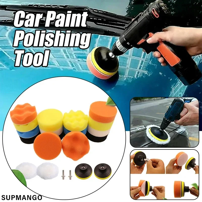 Car Polishing Sponge Pads Kit Foam Pad Buffer Kit Polishing Machine Wax Pads for Auto Motorcycle Motor Vehicle Removes Scratches