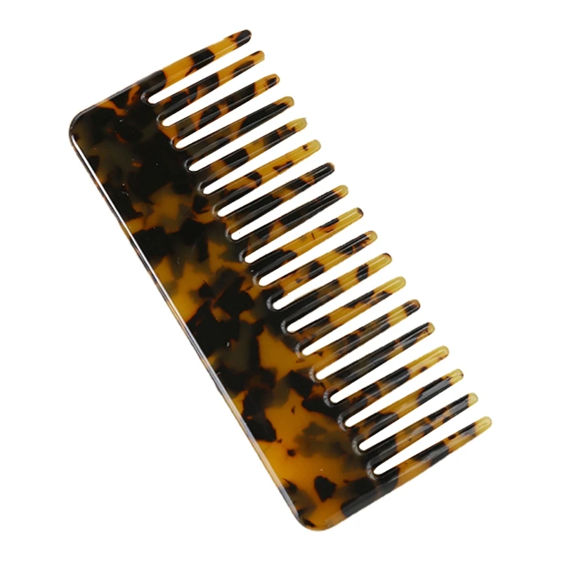 Wide Tooth Pocket Hair Comb Cellulose Acetate Tortoise Detangling Hairbrush Tool