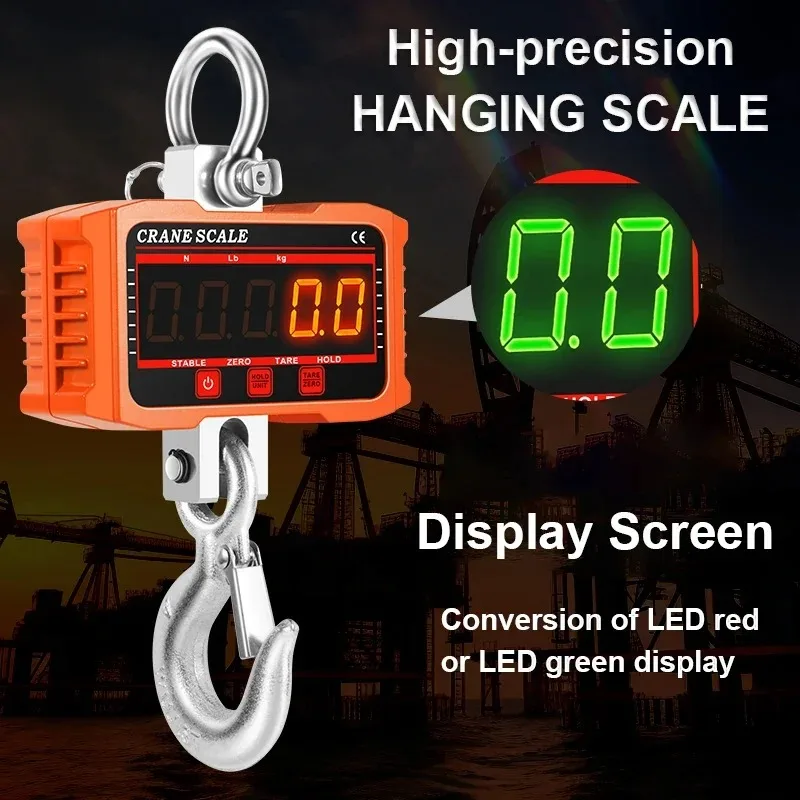 500/1000/1500/2000KG Electronic Hanging Scale Portable Handheld Hook Scale LED High-Precision Industrial Electronic Hook Scale