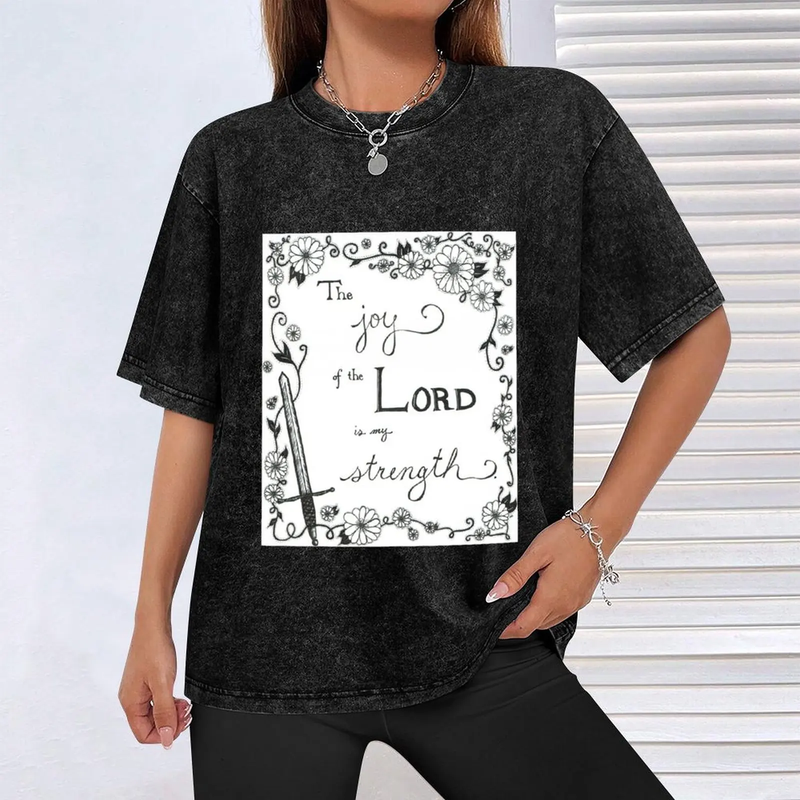 تي شيرت Joy of the Lord Is My Strength تي شيرت قطني تي شيرت رجالي قطن 100% تي شيرت #4