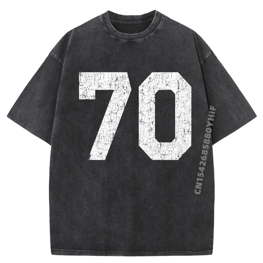 

Jersey UniForm Number 70 Athletic Cool Labor Day Luxury Designer Streetwear Female Tee Shirts Retro Washed Graphic T-Shirt