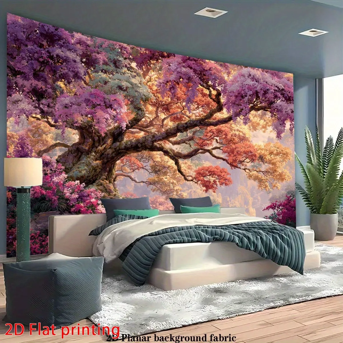 Large Bohemian Nature Tapestry Wall Hanging Scenic Forest Scene Boho Tree Print Polyester Fabric Home Decor Decoration