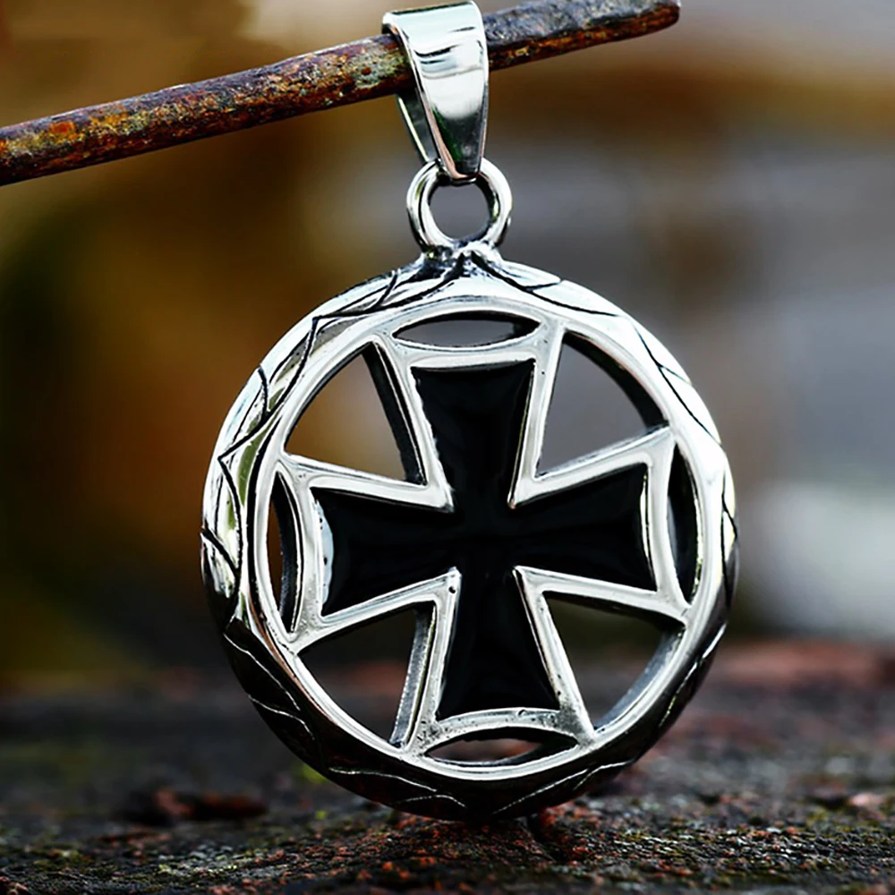 Vintage Cross Knights Templar Necklace For Men Boys 316L Stainless Steel German Military Pendant Necklaces Amulet Jewelry Gifts