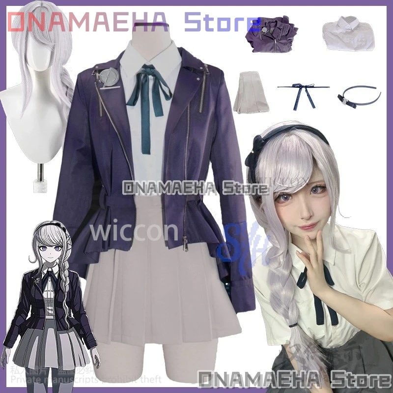 

Anime Game The Hundred Cosplay Kirifuji Nozomi Costume Purple Pu Punk Coat Jk Kawaii Uniform Dress Lovely Japanese Girls Lolita