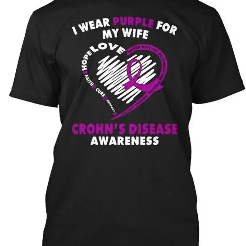 Purple For My Wife Crohns Disease I Wear Hope Love T Shirt Made in USA S 5XL