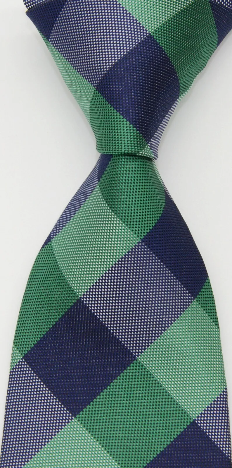 

New Classic Men's Silk Tie Plaids&Checks Green Blue JACQUARD WOVEN Handmade Silk Men's Tie Necktie