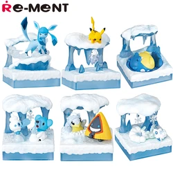 Stocked Original Re-Ment Pokemon DesQ Desktop Figure Pokemon World 3 Frozen Snow Pikachu Spheal Snom Mini Model Toys Figures