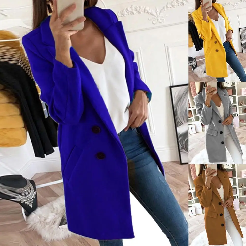 Elegant Warm Coat Autumn Women Solid Color Spring Vintage Jacket Long Coats and Jackets 2020 Plus Size Wool Korean Female Cloak