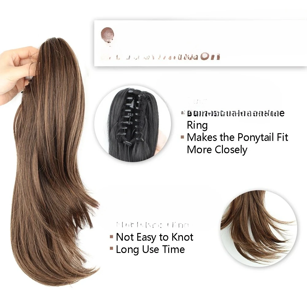 الاصطناعية مخلب كليب ذيل حصان 18 بوصة طويلة متموجة أسود براون مقاومة للحرارة نوع الطبقات ذيل الحصان الشعر التمديد 2026