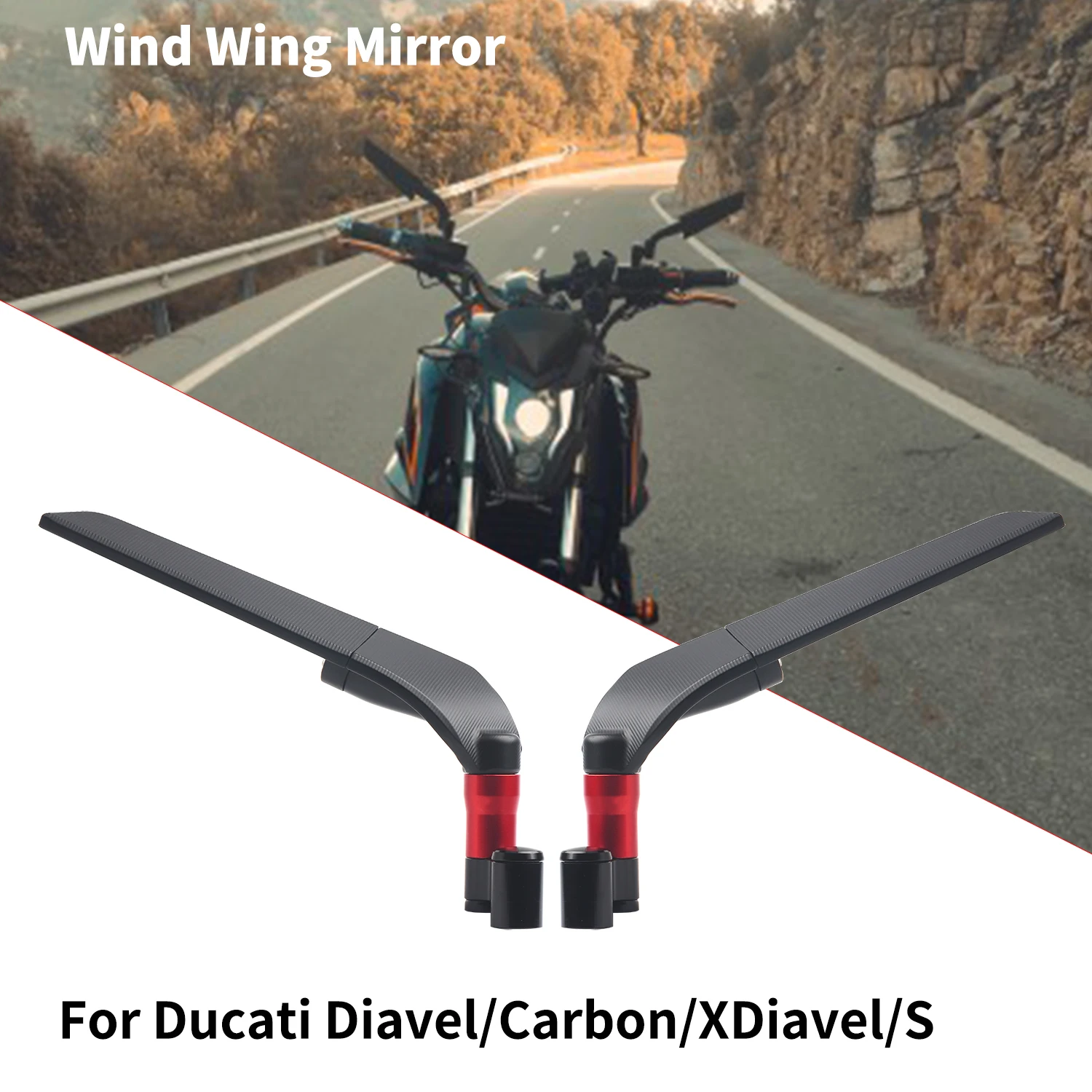 

For Ducati Diavel/Carbon/XDiavel/S Scrambler HYPERMOTARD Universal Motorcycle Mirror Wind Wing side Rearview Reversing mirror