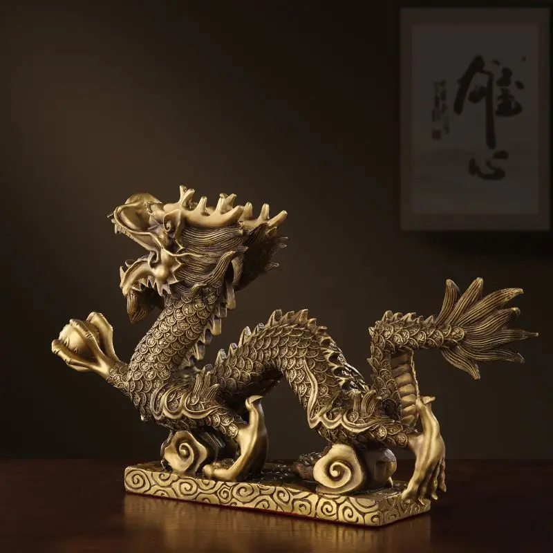 Shanpin Pure Brass Hanlong Ornaments Wanfulong Crafts Twelve Zodiac Dragon Home Office Gifts Factory Wholesale