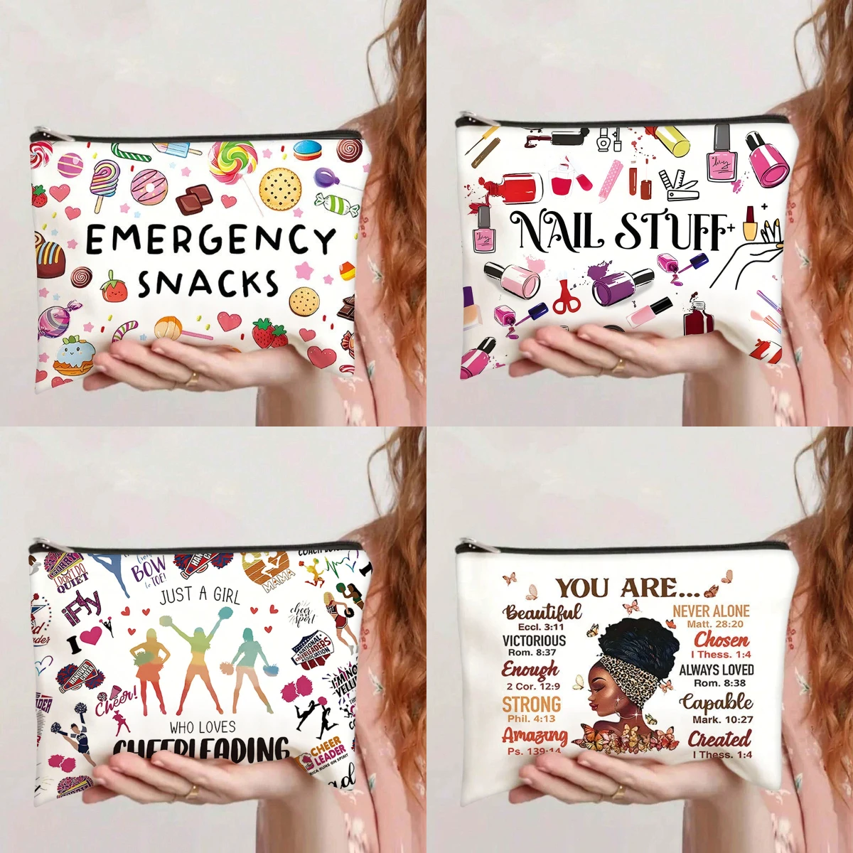 

Canvas Graffiti Makeup Tools Cosmetics Storage Bag Travel Supplies Nail Tools Storage Bag Cute Multifunctional Zipper Pouch