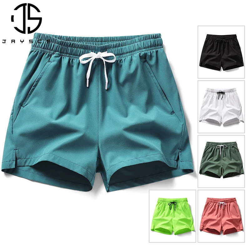 JAYSCE-pantalones cortos deportivos de secado rápido para hombre, Shorts cómodos de Color sólido, a la moda, transpirables, para correr y Fitness al