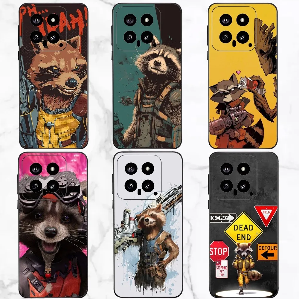 R-Rocket R-Raccoon Phone Case For Xiaomi 11 Redmi Note 11 5G 8T 9A 9 10T Note8Pro Note9 12SUltra Black Case