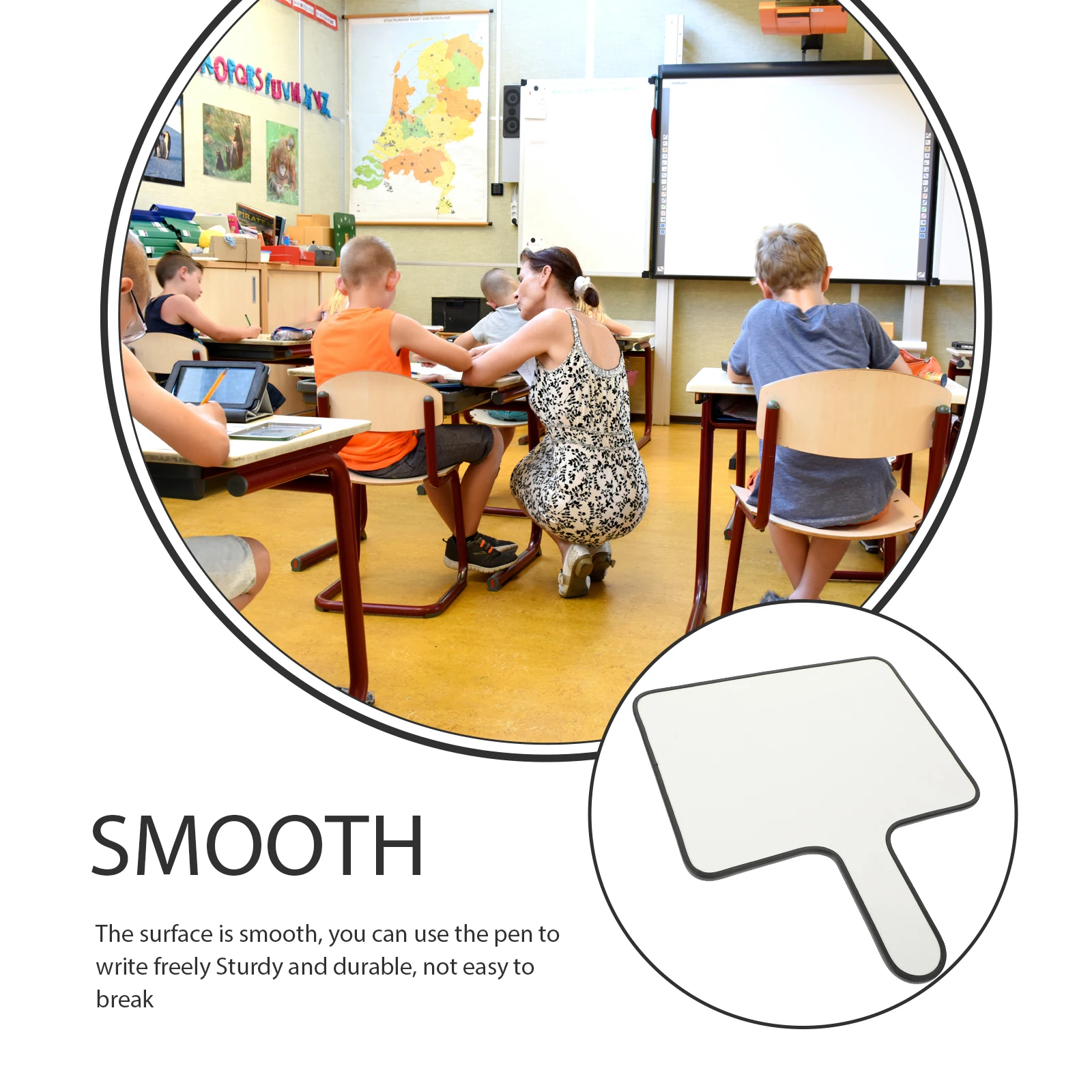 1pc Handheld White Board Quick Response Answer Paddle Writeable Teaching Tool Classroom Activities Smooth Edges Double