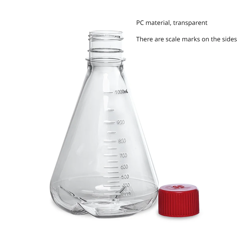 LABSELECT Triangular Cell Culture Flask 125/250/500/1000ml Life Science, Breathable Cap, PC, with Baffle