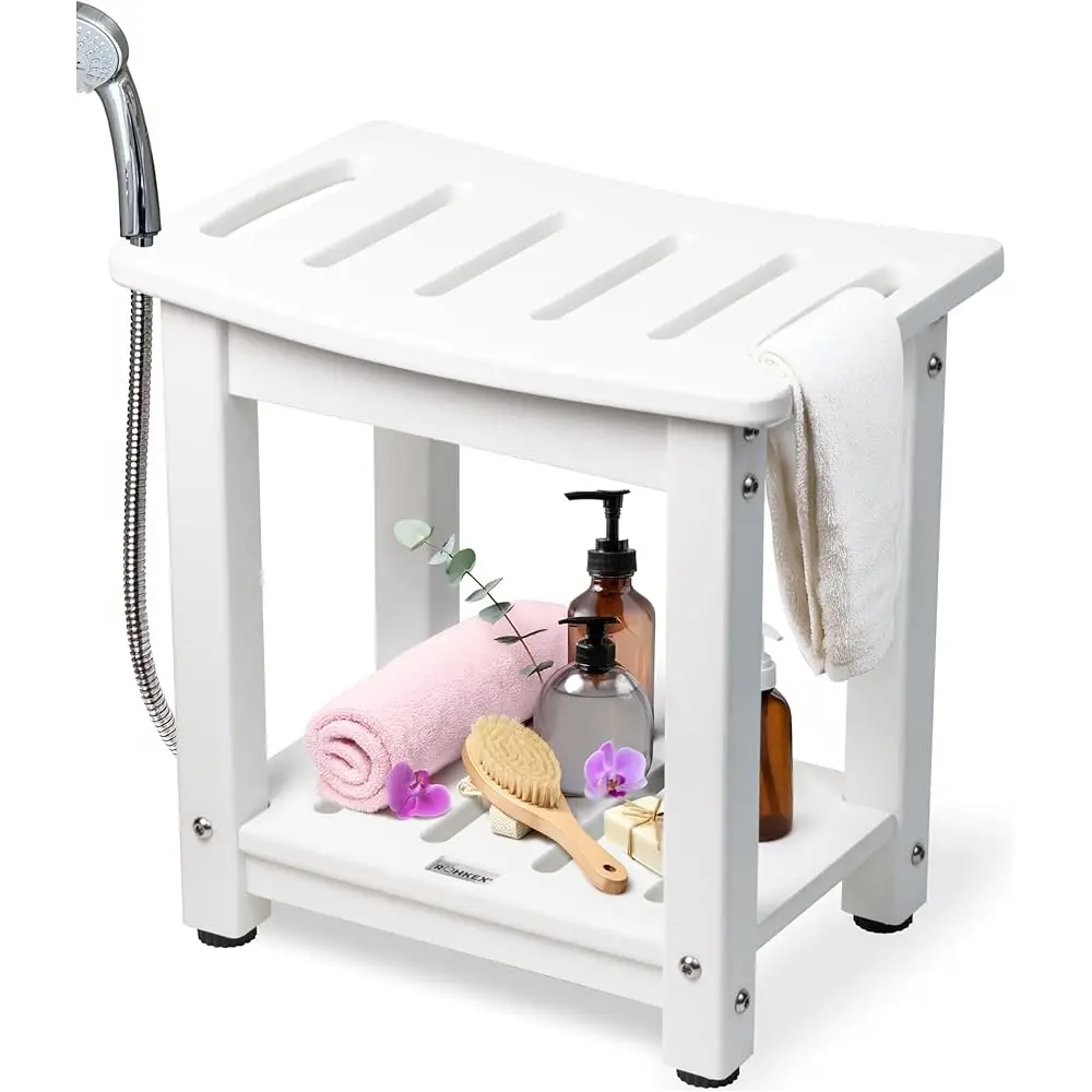 

Waterproof Corner Shower Stool - Shower Bench (White Hdpe, Shower Benches)