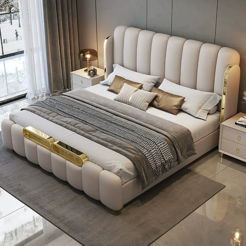 

*Luxurious room Furniture. Wholesale Price for High-quality s Customized and Comfortable Brown Leather Large Girl Frame