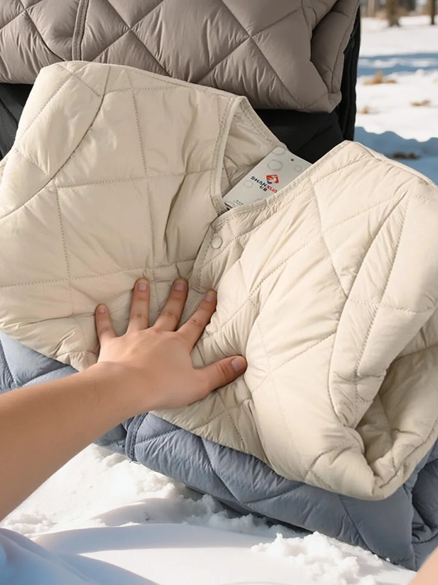 

Sle Quilted Cotton Jaet for Couples Diamond Stitch Warmth No Collar Winter Outerwear Faionable Youth Clothing