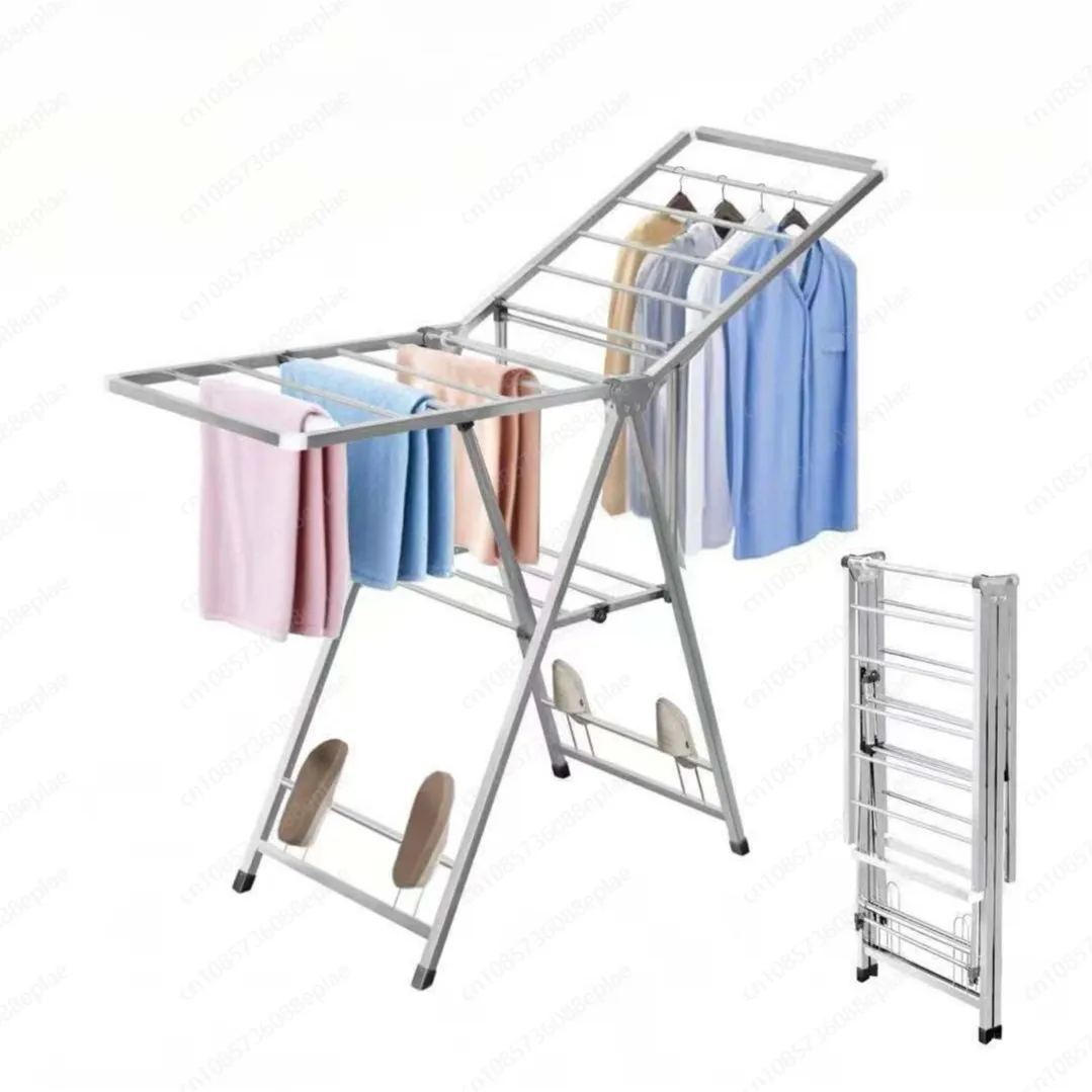 Anti-Rust Winged Drying Rack, Portable Foldable 2-Tier Clothes Stand, Sturdy Storage for Home Use