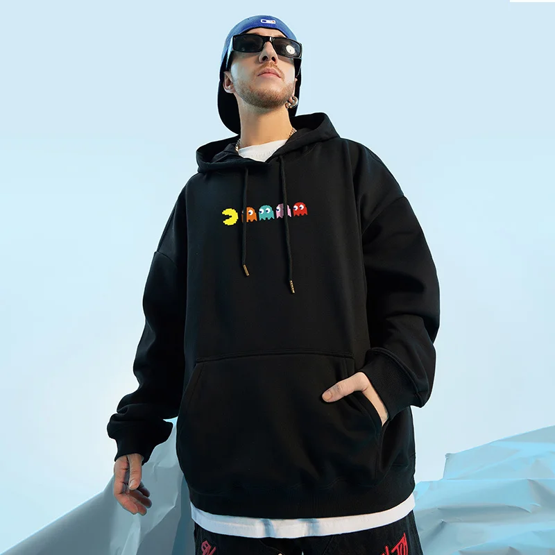 Casual Style Fashion Sweater Hooded Autumn And Winter Literary Trend New Men's Pullover Popular Print And Plush