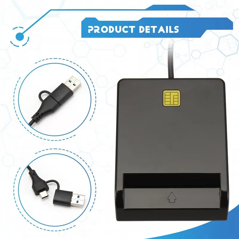 قارئ AB47-CAC USB C، قارئ بطاقات CAC USB/Type C موصل مزدوج، USB-A الوصول المشترك CAC، لنظام التشغيل Windows 10/11، Mac OS 10.15، Linux #5