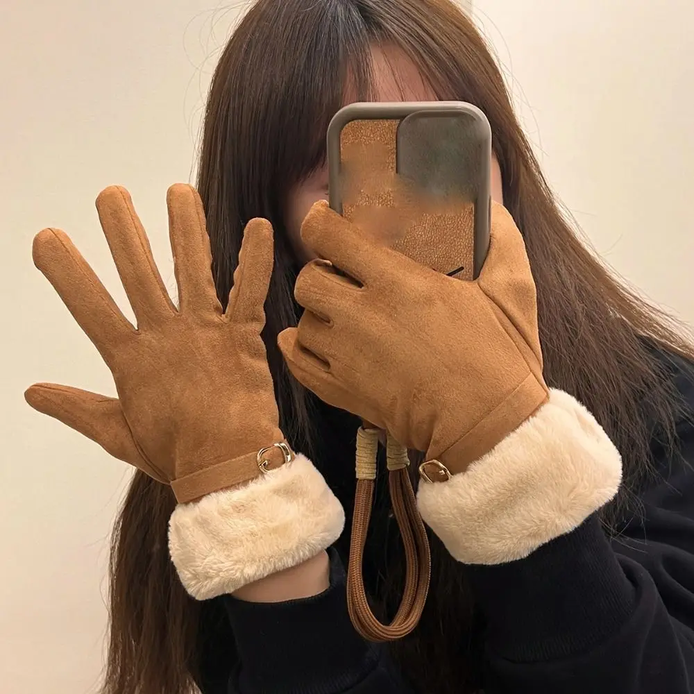 قفازات كاجوال مقاومة للرياح من جلد الغزال ناعمة ومريحة لركوب الدراجات قفازات دافئة تعمل باللمس للنساء قفازات شتوية للتزلج