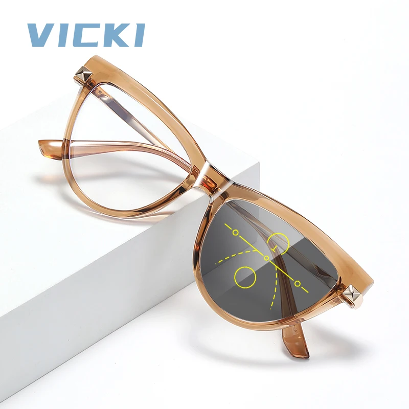 

VICKI Hot-selling Cat-eye Ladies' Glasses - Customizable Prescription Anti-blue Light Glasses with Multi-focal Lenses LS246