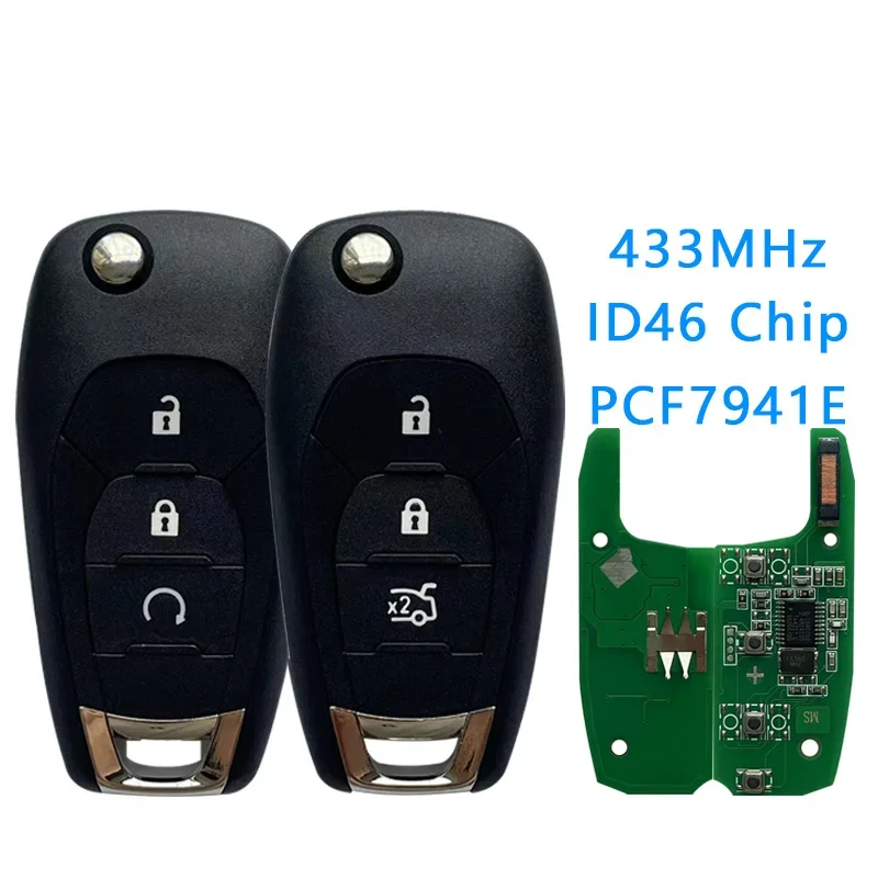 For Chevrolet Colorado Cruze Trailblazer Onix Tracker Onix RS 3Button Remote Car Key 433MHZ ID46 PCF7941E Chip