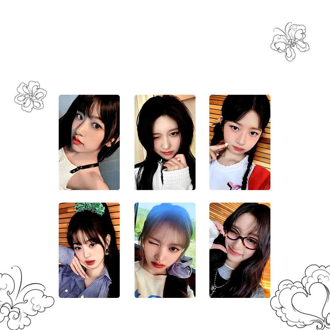 6Pcs/Set KPOP Wonyoung Leeseo 2nd New Album Photocards List Rei Yujin Gaeul Liz Cute Selfie Two Sides Lomo Cards Fans Gifts