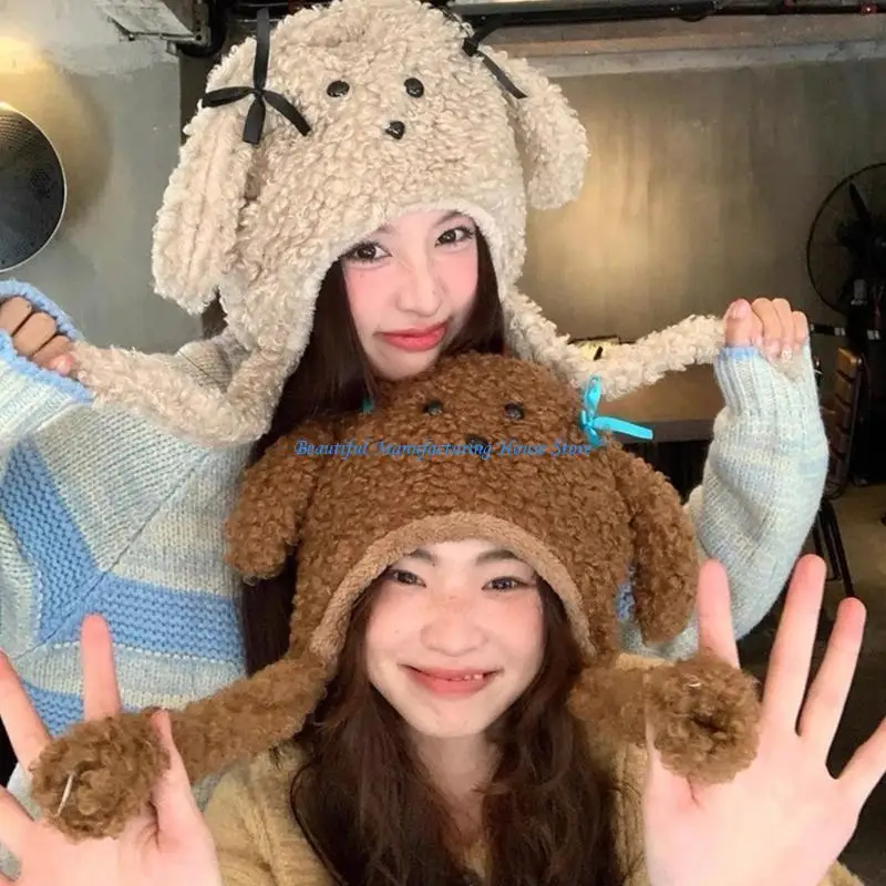 قبعة E56A للسيدات ذات غطاء رأس سميك فروي للتسلق والتزلج وأغطية الرأس الرياضية