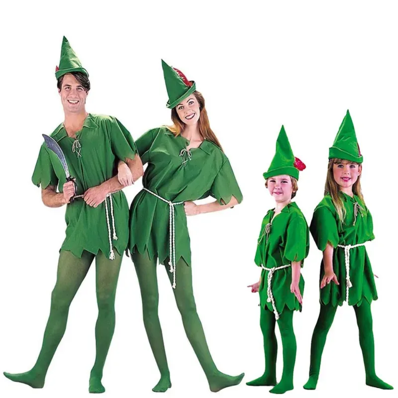 Green Elf Robin Hood Cosplay Halloween Party Performance Costume for Kids from Cartoon Movie X;2,F;5.N
