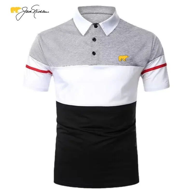 Men\'s Polo Shirt Jack Nicklaus Embroidery T-shirt New Summer Fashion Casual Short Sleeve Business Breathable Sports Golf Top