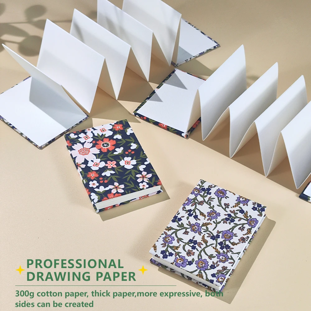 

SeamiArt Potentate 2pcs 100% Cotton 6x8cm Folded Drawing Pad Mini Organ Sketch Notebook Cold Hot Press Paper for Watercolor