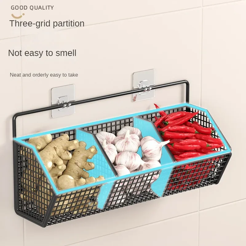 

Wrought Iron Kitchen Ginger Garlic Separation Storage Baskets Cosmetic Punch-Free Drain Storage Box Bathroom Rectangular Basket