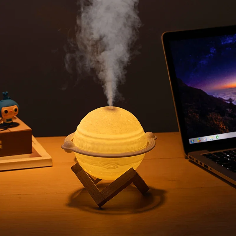 Planet Luftbefeuchter, USB-Aromatherapie-Diffusor für ätherische Öle mit LED-Licht für Zuhause, Raumduft, Ultraschall-Nebel-Luftbefeuchter