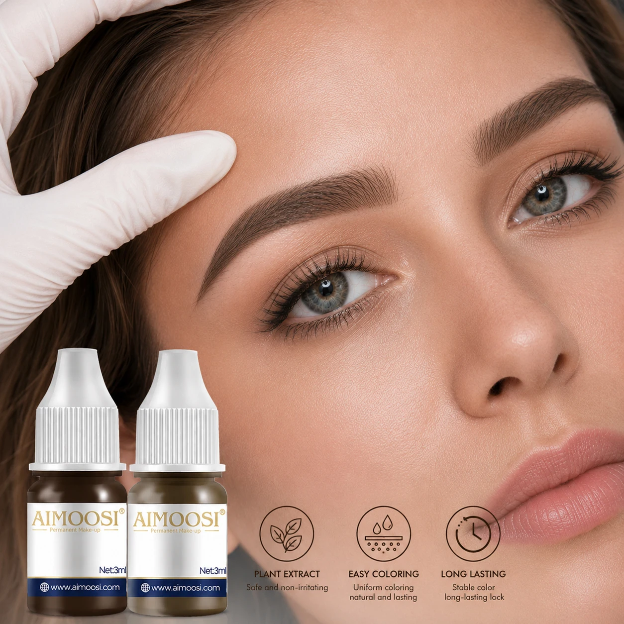 Pigmento de 3ml de colores de té de la leche para juegos de maquillaje semipermanente, tinte para cejas, delineador de ojos, labios, pigmentos de tinta para tatuaje Microblading de belleza