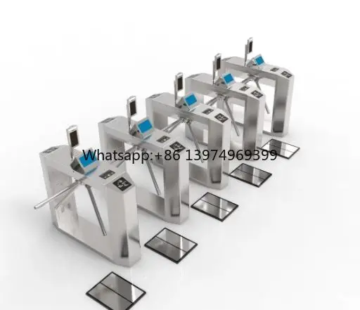 Turnstile Tripod Doors with Fingerprint Access Control, ESD Barrier Gate, and RFID Reader for Secure Entry