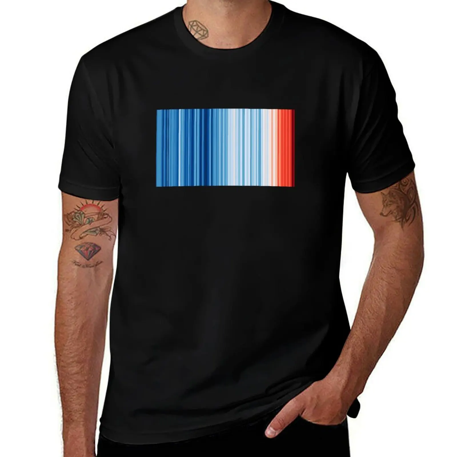 Climate Change & Global Warming Temperature Stripes T-Shirt Man t-shirt custom t-shirts fitted t shirts for men